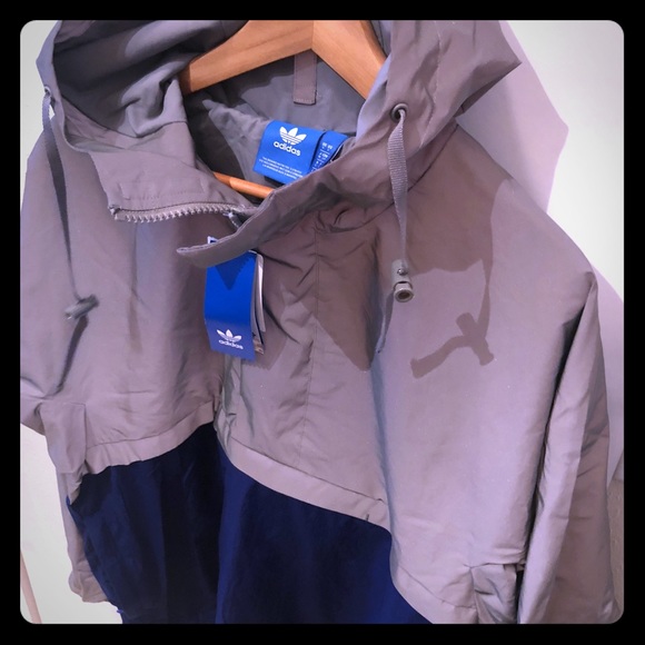 Adidas EQT windbreaker Mens Small Blue Gray Jacket - Picture 2 of 8